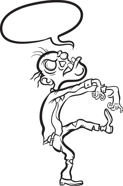 Dibujo Pizarra Blanca Caminante Zombie Hombre Negocios — Archivo Imágenes Vectoriales