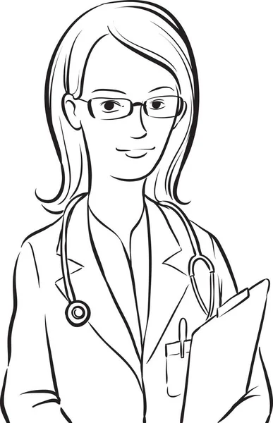 Whiteboard Drawing Woman Doctor — Stock Vector