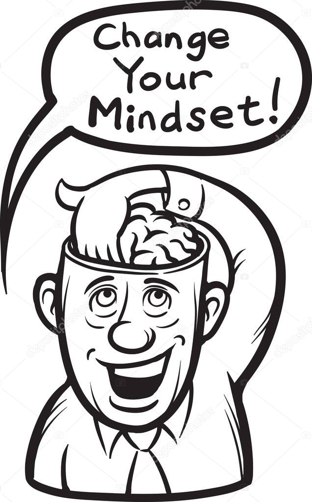 whiteboard drawing - cartoon motivation sticker - change your mindset