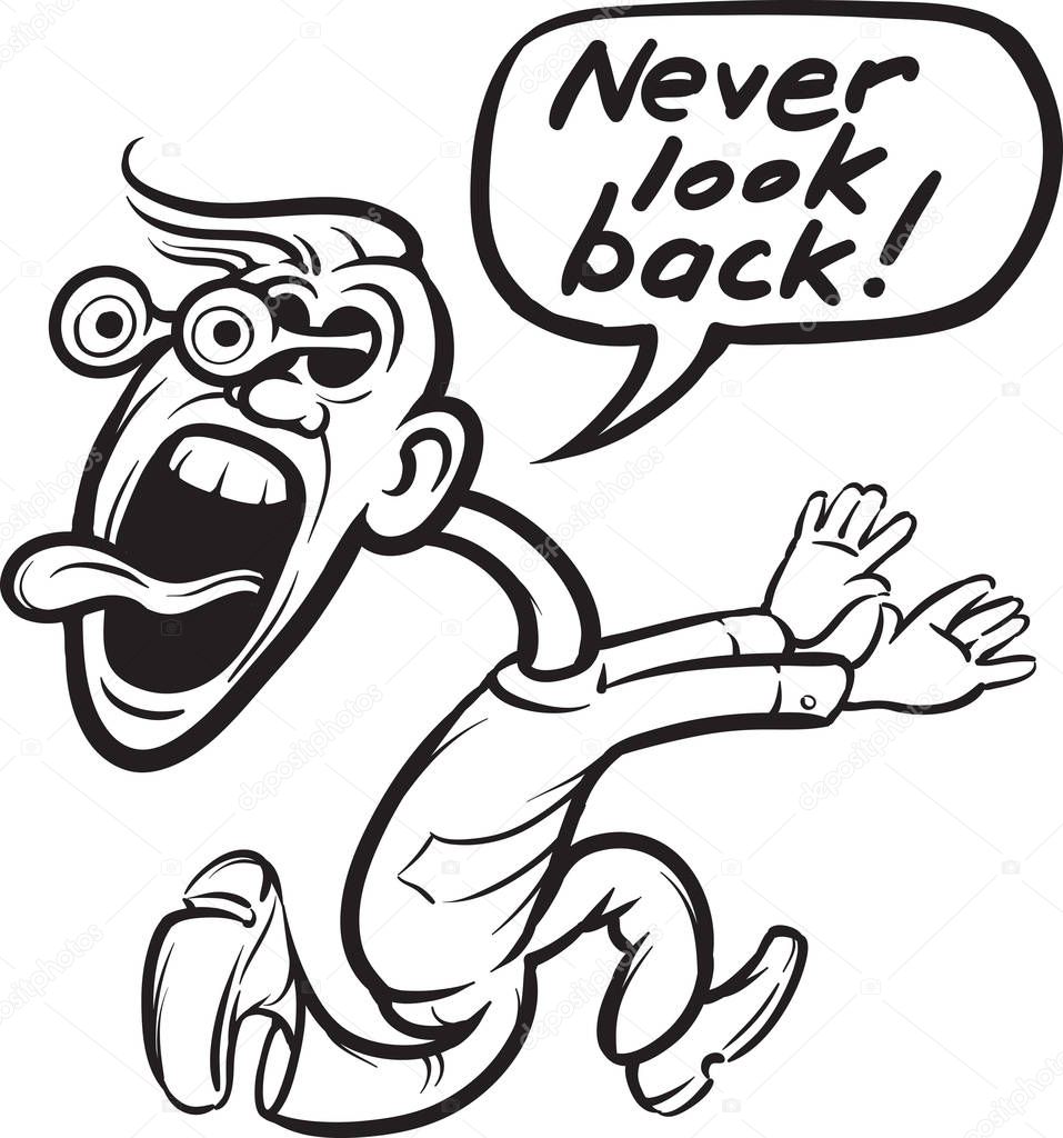 whiteboard drawing - cartoon motivation sticker - never look back