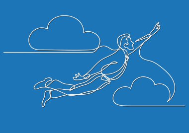 gökyüzünde uçan iş kişinin - sürekli çizgi çizme