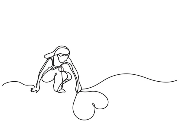 iş kavramı - kalp kum üzerinde çizim kadın sürekli çizgi çizme