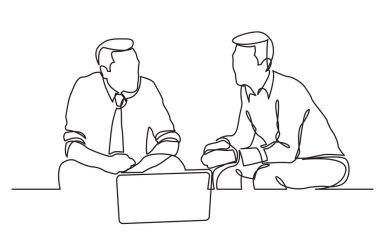 oturma ve konuşurken iki işadamlarından sürekli çizgi çizme