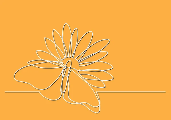 Ενιαία Γραμμή Σχέδιο Πεταλούδα Και Λουλούδια — Διανυσματικό Αρχείο