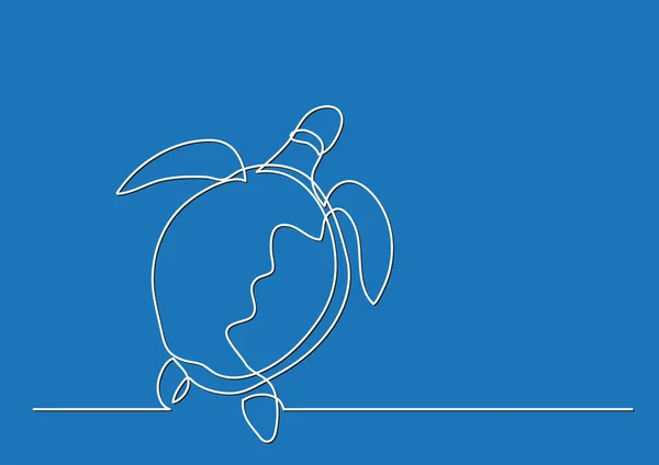 海の海亀の水泳の単一の線の描画 — ストックベクタ