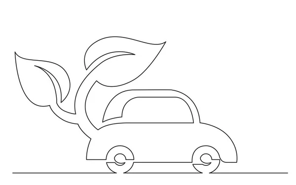 グリーン エネルギー車のシンボルの描画の連続ライン コンセプト スケッチ — ストックベクタ