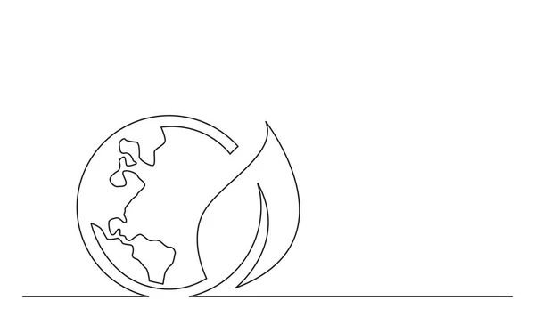 Esquema Concepto Línea Continua Dibujo Energía Verde Planeta Tierra Símbolo — Vector de stock