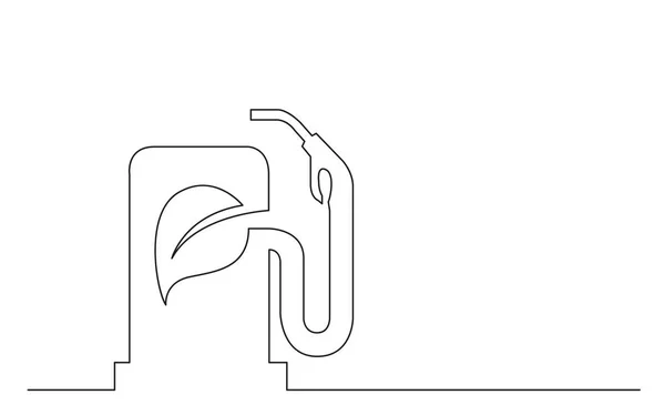 Durchgehende Linienkonzept Skizze Zeichnung Einer Grünen Tankstelle Für Kraftfahrzeuge — Stockvektor