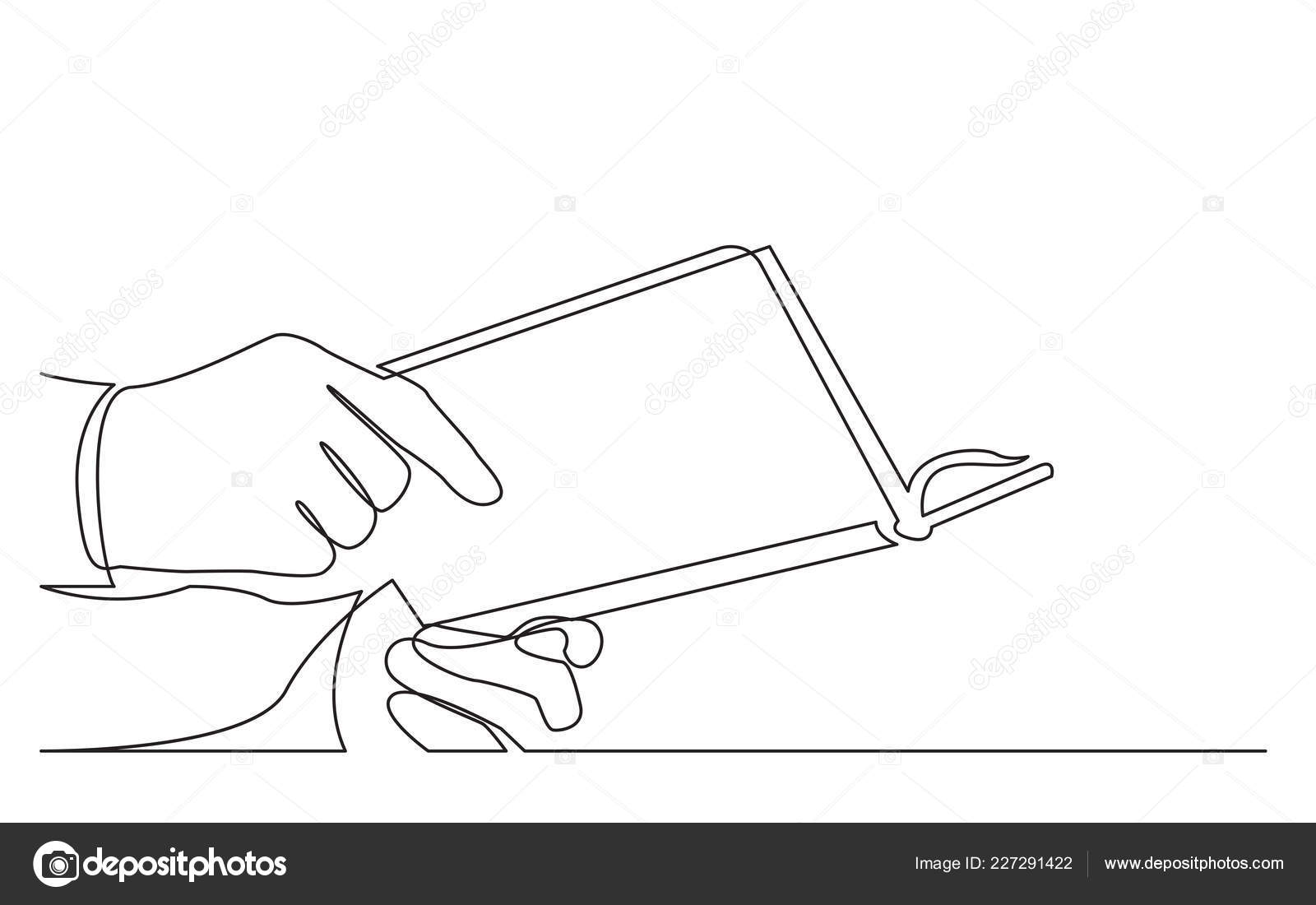 Continuous Line Drawing Hands Holding Book - Stock Vector. 