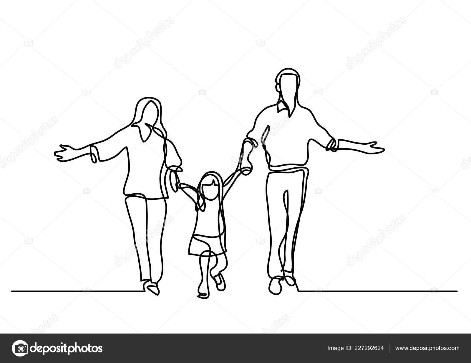 Continuous Line Drawing Mother Father Child Stock Vector Image by ...