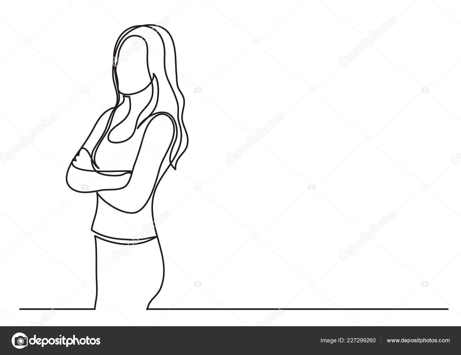 Vrouw Staand Tekening Vrouw Zetten Haar Hand Aan De Man's Schouder,