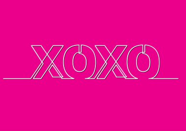 one line drawing of phrase - xoxo clipart