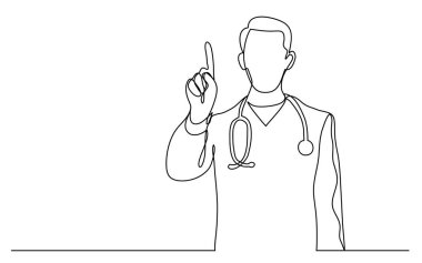 sürekli vektör çizim için ayakta Doktor onun parmak işaret