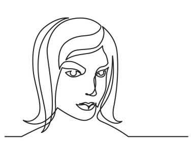 Beyaz arka plan üzerinde düşünme kadının sürekli çizgi çizme