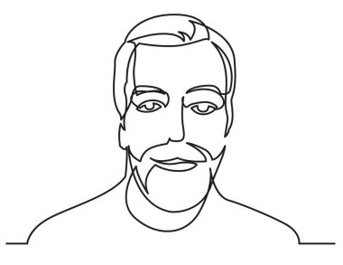 Continuous line drawing of bearded man on white background vector Continuous line drawing of bearded man on white background vector
