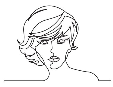 Continuous line drawing of beautiful hairstyle woman on white background vector Continuous line drawing of beautiful hairstyle woman on white background vector
