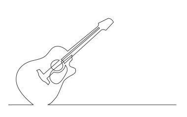 Batı çelik dizeleri akustik gitar ile kesit sürekli çizgi çizme