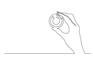 Fotoğraf kamera objektifi tutan elin sürekli çizgi çizme