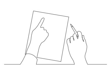 iki elim boş belgeye işaret sürekli çizgi çizme