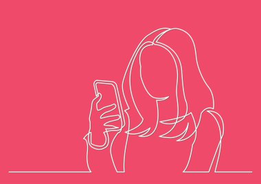 cep telefonu okuma kadının sürekli çizgi çizme