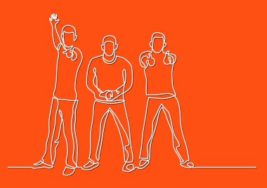 üç tezahürat adamlar sürekli çizgi çizme