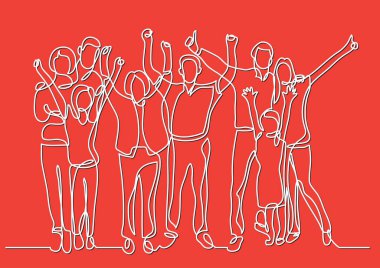 mutlu büyük aile tezahürat sürekli çizgi çizme