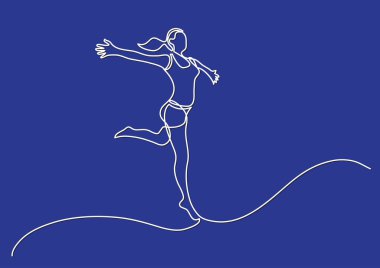 kollarını açarak çalışan kadının sürekli çizgi çizme