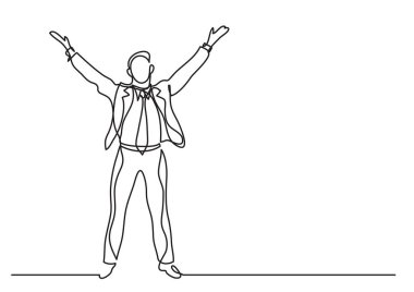 duygusal iş kişinin ellerini cennete yükselterek sürekli çizgi çizme