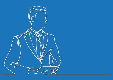 ayakta işadamı ile tablet - sürekli çizgi çizme