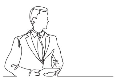 ayakta işadamı ile tablet - sürekli çizgi çizme