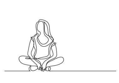 oturan kadın rahat - sürekli çizgi çizme