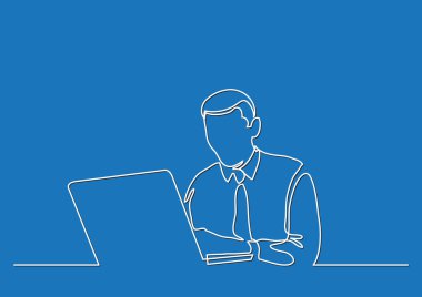 işadamı ile laptop - sürekli çizgi çizme