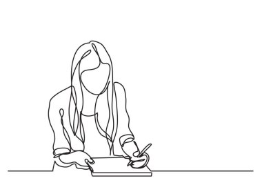 öğrenci kız yazma - sürekli çizgi çizme