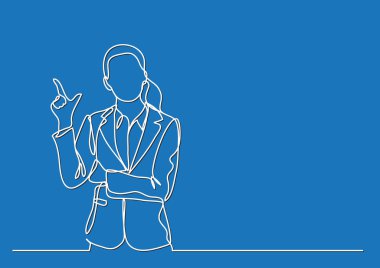 ayakta iş kadını işaret - sürekli çizgi çizme