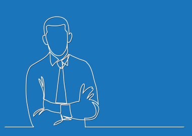 işadamı çapraz kollu - tek çizgi çizme