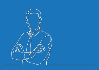 işadamı çapraz kollu - tek çizgi çizme