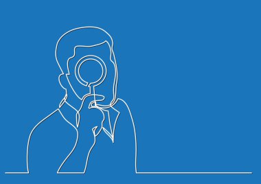 Büyüteçli adam - tek çizgi çiziyor