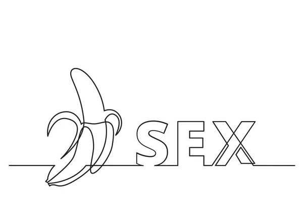 Dibujo Una Línea Frase Sexo Con Plátano — Vector de stock
