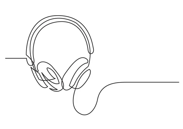 Continuous Line Drawing Headphones — Stock Vector