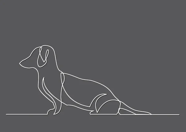 Continuous Line Drawing Dachshund Dog — Stock Vector