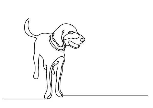 Continuous Line Drawing Dog Standing — Stock Vector