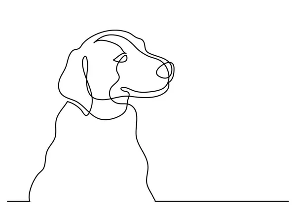 Dessin Ligne Continue Portrait Chien Heureux — Image vectorielle