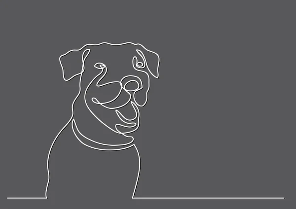 犬の肖像画の連続的な線の描画 — ストックベクタ