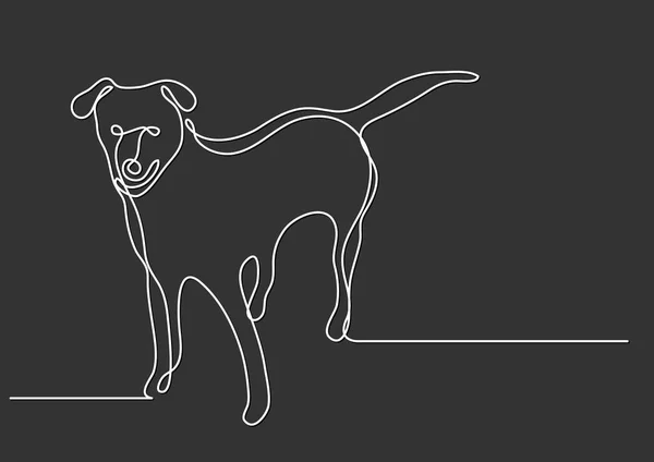 Continuous Line Drawing Standing Dog — Stock Vector