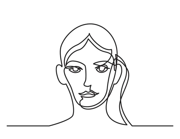 Desenho Linha Contínua Retrato Mulher Fundo Branco —  Vetores de Stock