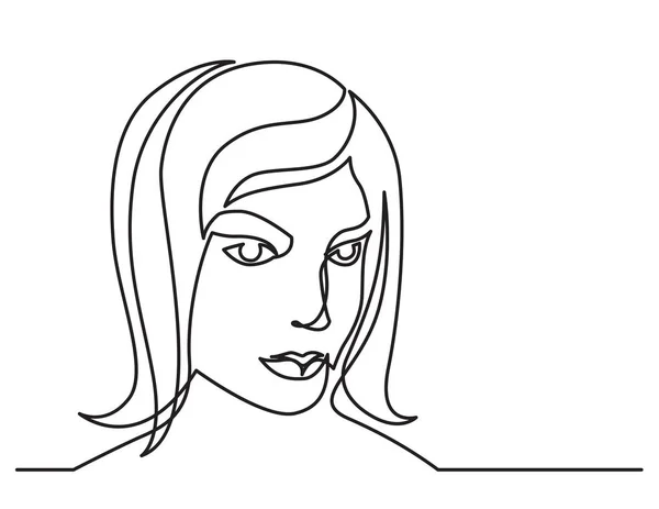 Continuous Line Drawing Woman Thinking White Background — Stock Vector