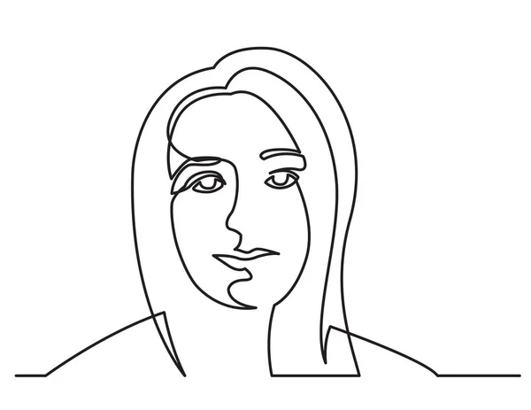 Desenho Linha Contínua Retrato Mulher Bonita Fundo Branco —  Vetores de Stock