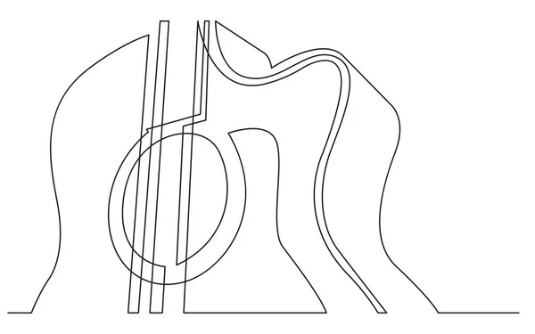 Dibujo Línea Continua Guitarra Acústica Vista Primer Plano — Vector de stock