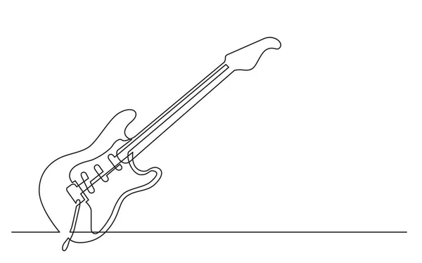 Línea Continua Dibujo Guitarra Eléctrica Con Tres Pastillas Bobina Simple — Archivo Imágenes Vectoriales