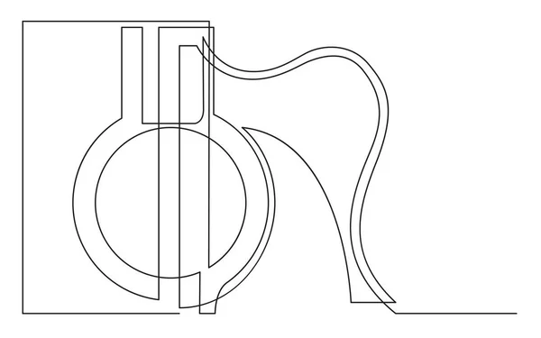 Συνεχή Γραμμικό Σχέδιο Προβολής Closeup Ακουστική Κιθάρα — Διανυσματικό Αρχείο